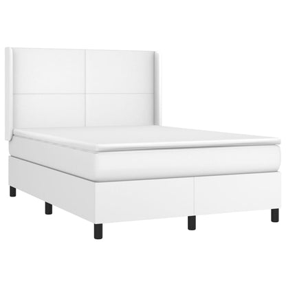 Boxspringbett mit Matratze & LED Weiß 140x200 cm Kunstleder