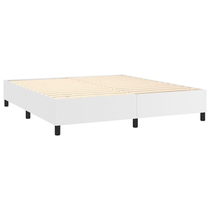 Boxspringbett mit Matratze & LED Weiß 160x200 cm Kunstleder