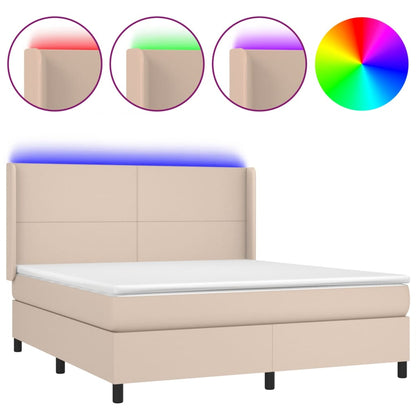 Boxspringbett mit Matratze & LED Cappuccino-Braun 160x200cm