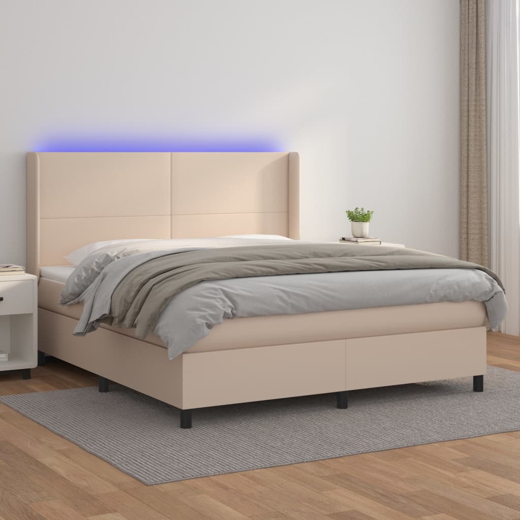 Boxspringbett mit Matratze & LED Cappuccino-Braun 160x200cm