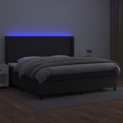 Boxspringbett mit Matratze & LED Schwarz 200x200 cm Kunstleder