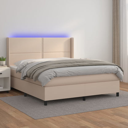 Boxspringbett mit Matratze & LED Cappuccino-Braun 180x200cm