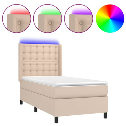 Boxspringbett mit Matratze & LED Cappuccino-Braun 90x190cm