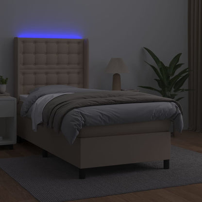 Boxspringbett mit Matratze & LED Cappuccino-Braun 90x190cm