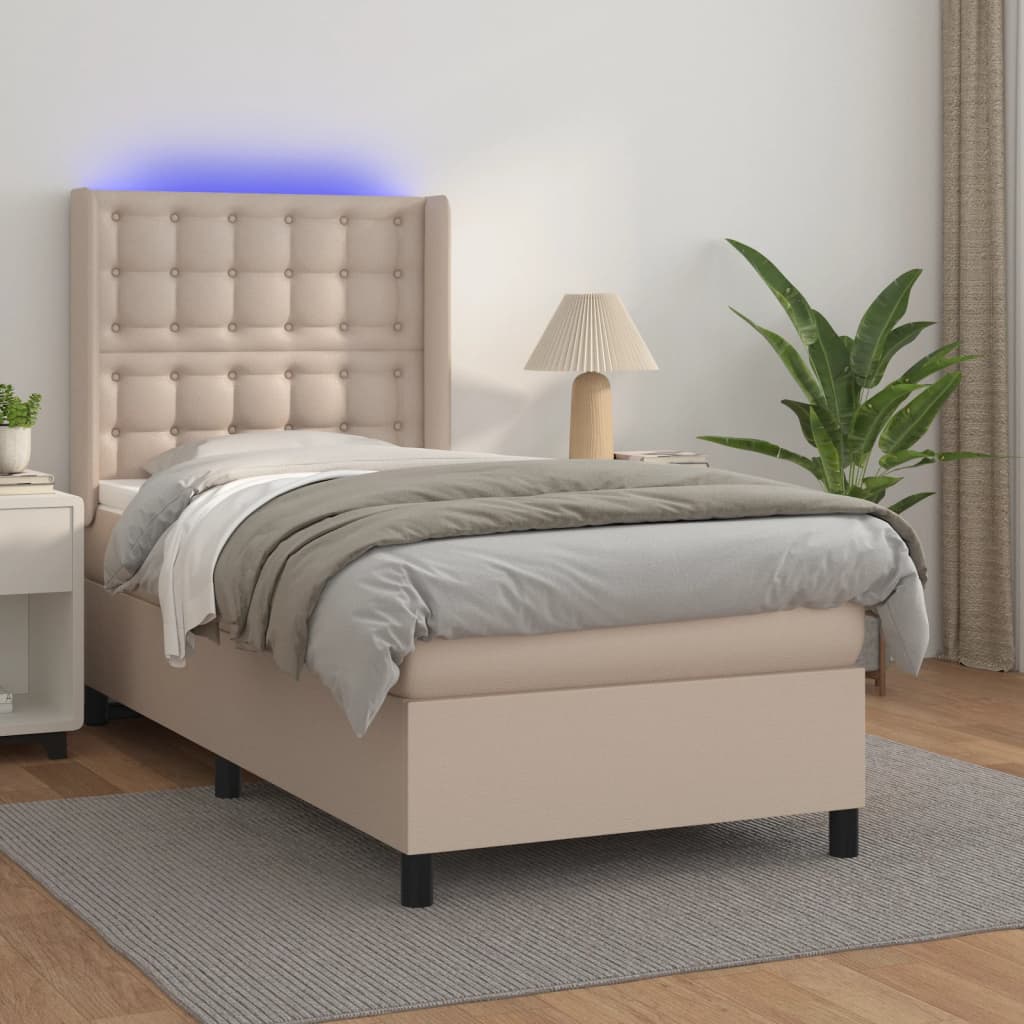 Boxspringbett mit Matratze & LED Cappuccino-Braun 90x190cm