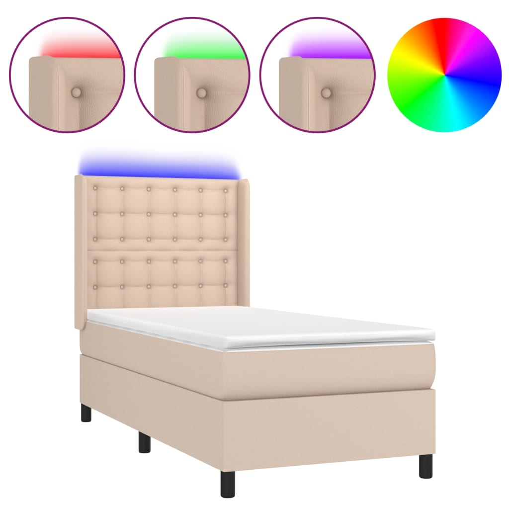 Boxspringbett mit Matratze & LED Cappuccino-Braun 90x200cm