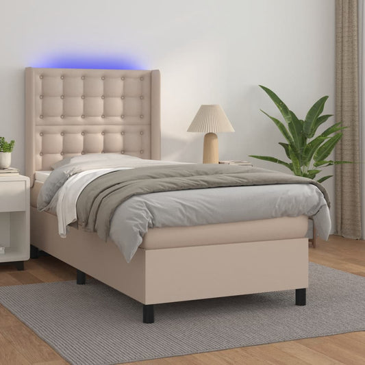 Boxspringbett mit Matratze & LED Cappuccino-Braun 100x200cm