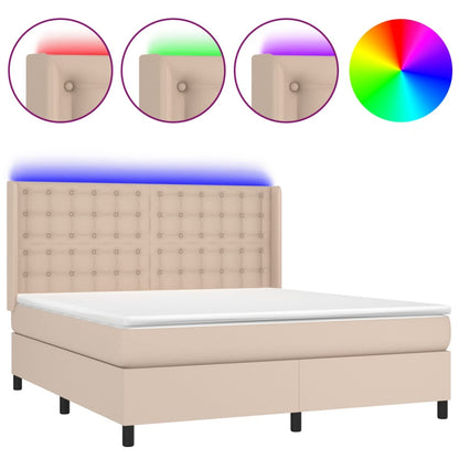 Boxspringbett mit Matratze & LED Cappuccino-Braun 180x200cm