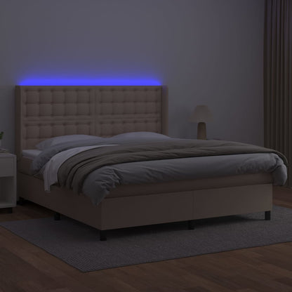 Boxspringbett mit Matratze & LED Cappuccino-Braun 180x200cm