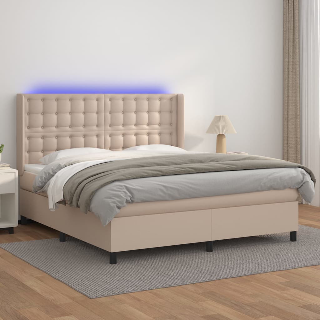 Boxspringbett mit Matratze & LED Cappuccino-Braun 180x200cm