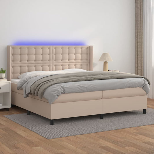 Boxspringbett mit Matratze & LED Cappuccino-Braun 200x200cm