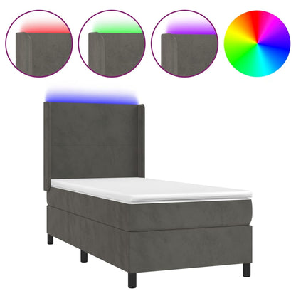 Boxspringbett mit Matratze & LED Dunkelgrau 80x200 cm Samt