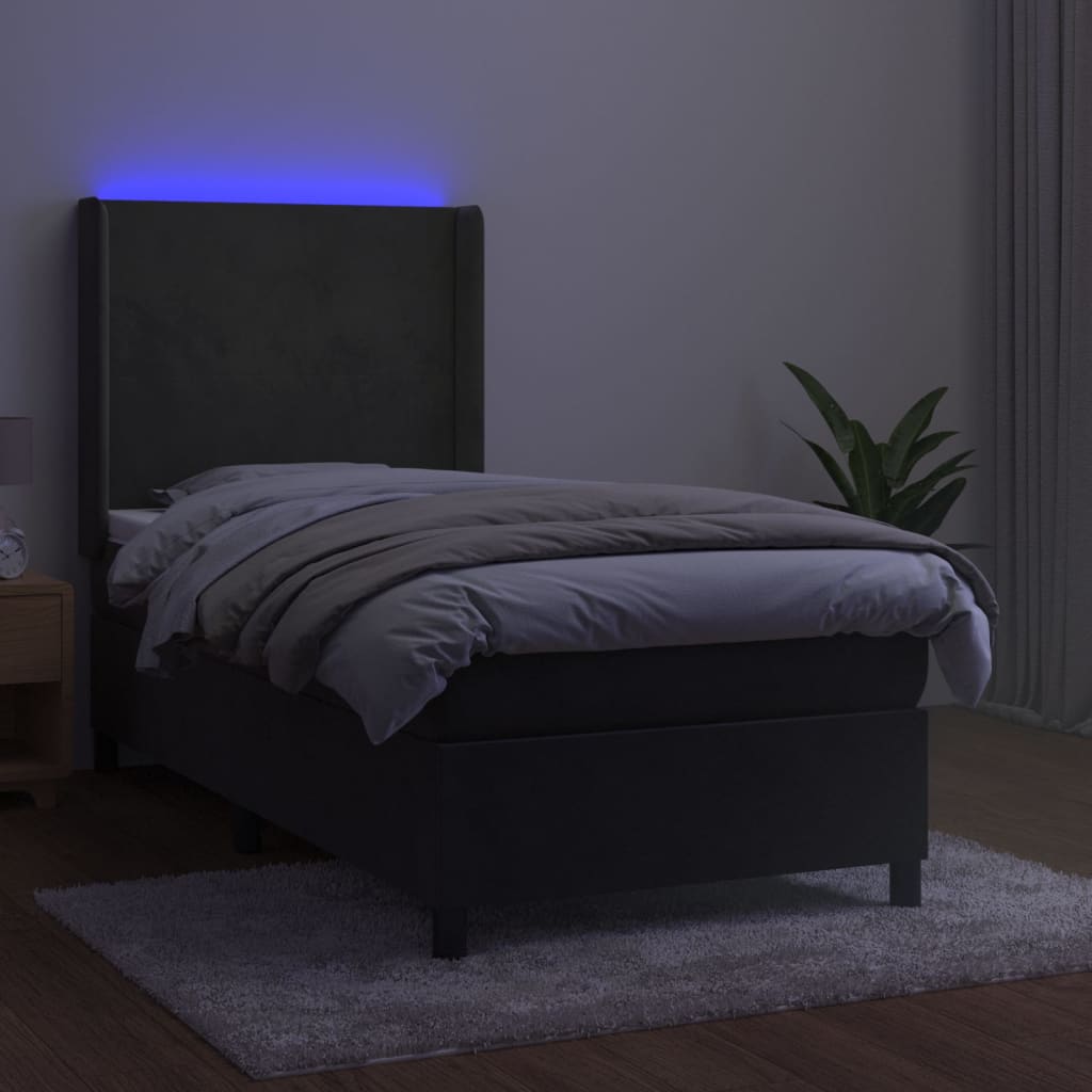 Boxspringbett mit Matratze & LED Dunkelgrau 80x200 cm Samt