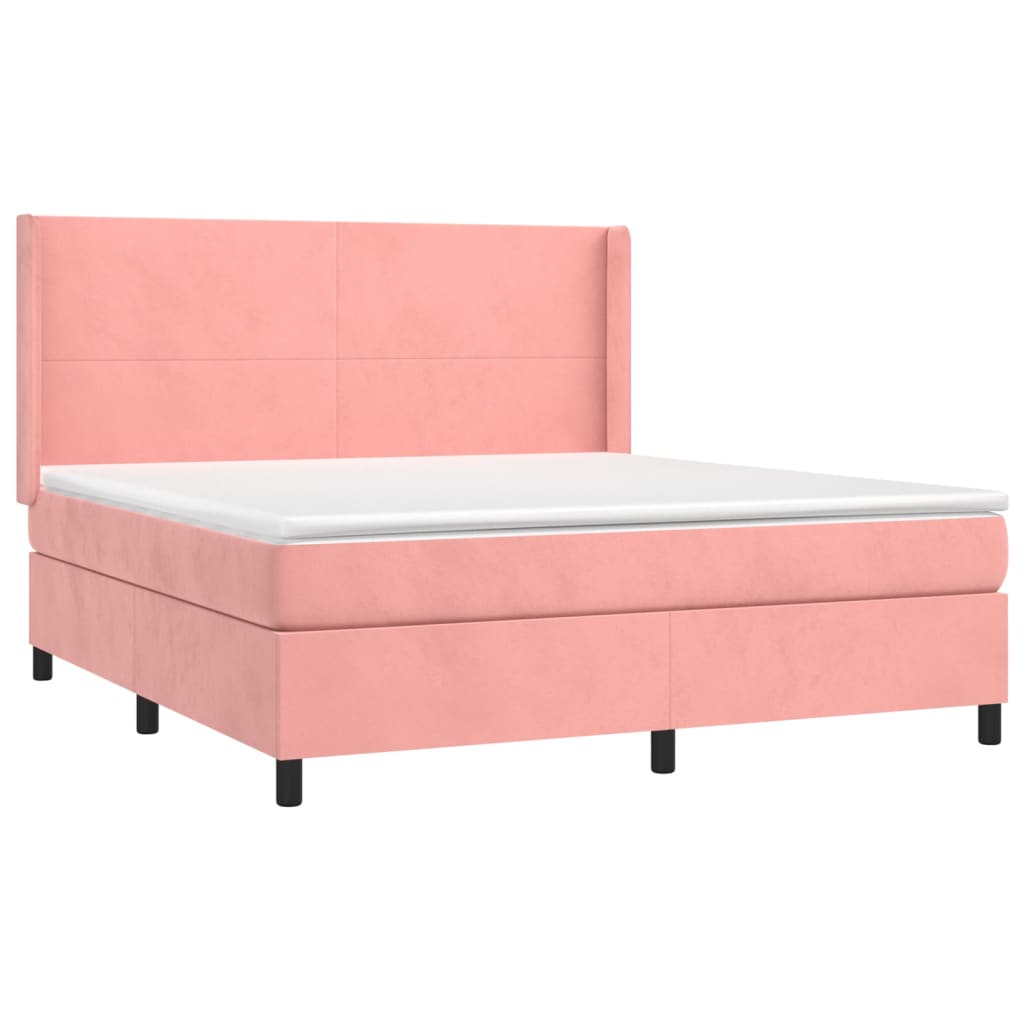 Boxspringbett mit Matratze & LED Rosa 180x200 cm Samt