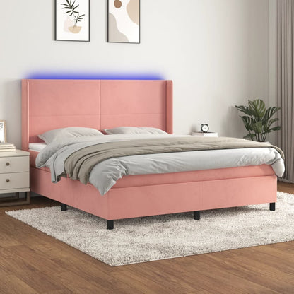 Boxspringbett mit Matratze & LED Rosa 180x200 cm Samt