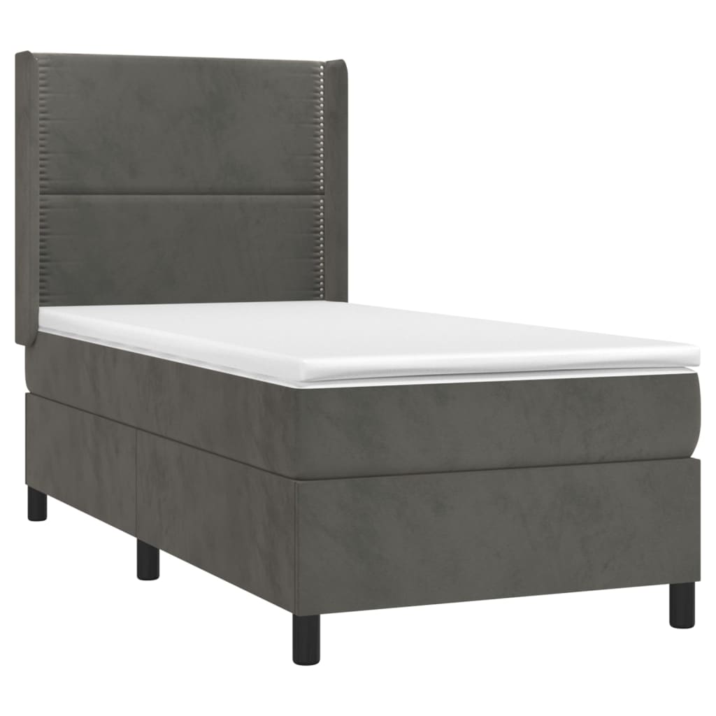 Boxspringbett mit Matratze & LED Dunkelgrau 90x190 cm Samt