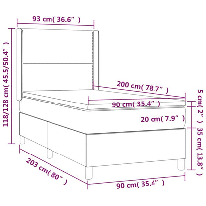 Boxspringbett mit Matratze & LED Schwarz 90x200 cm Samt