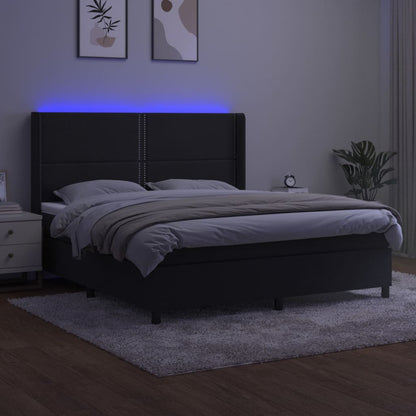 Boxspringbett mit Matratze & LED Schwarz 160x200 cm Samt