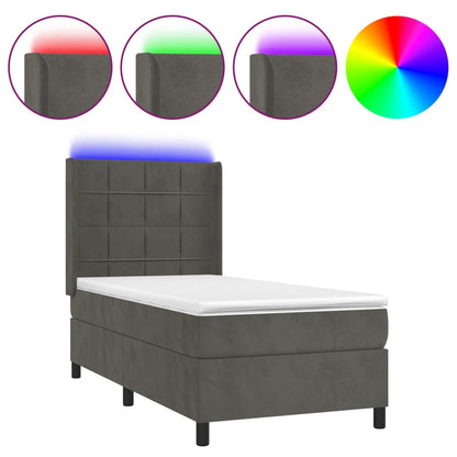 Boxspringbett mit Matratze & LED Dunkelgrau 100x200 cm Samt