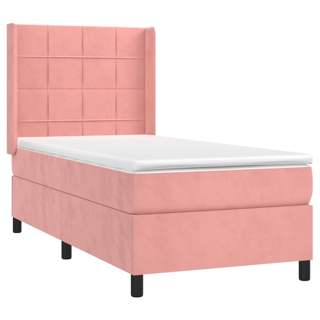 Boxspringbett mit Matratze & LED Rosa 100x200 cm Samt