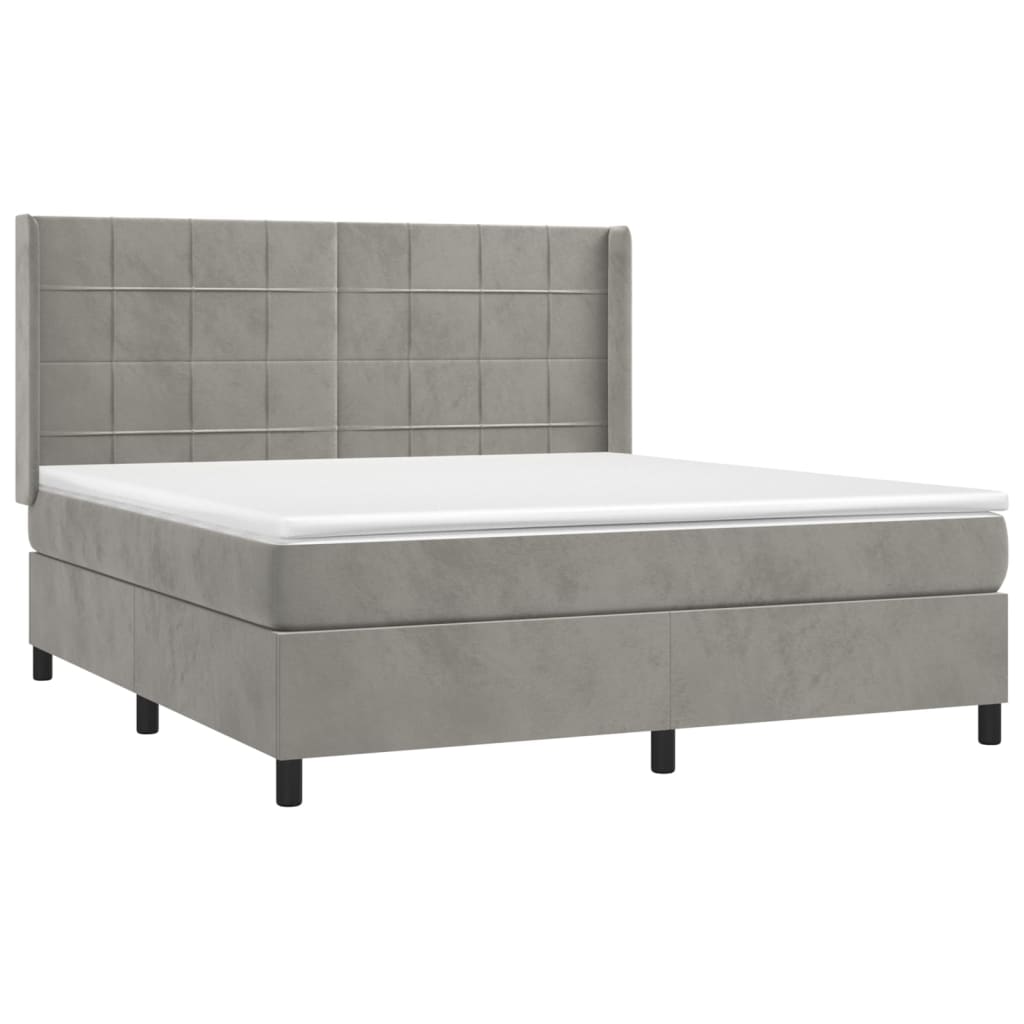 Boxspringbett mit Matratze & LED Hellgrau 160x200 cm Samt