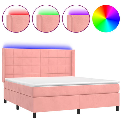 Boxspringbett mit Matratze & LED Rosa 160x200 cm Samt