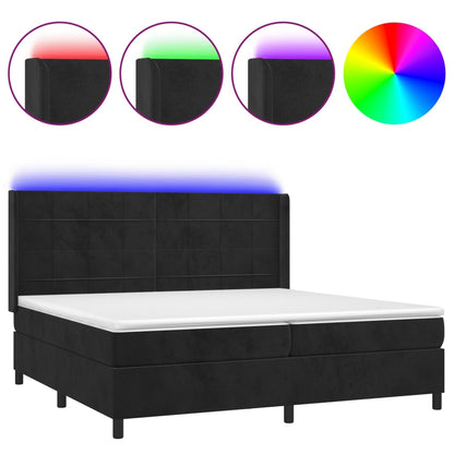 Boxspringbett mit Matratze & LED Schwarz 200x200 cm Samt