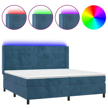 Boxspringbett mit Matratze & LED Dunkelblau 200x200 cm Samt