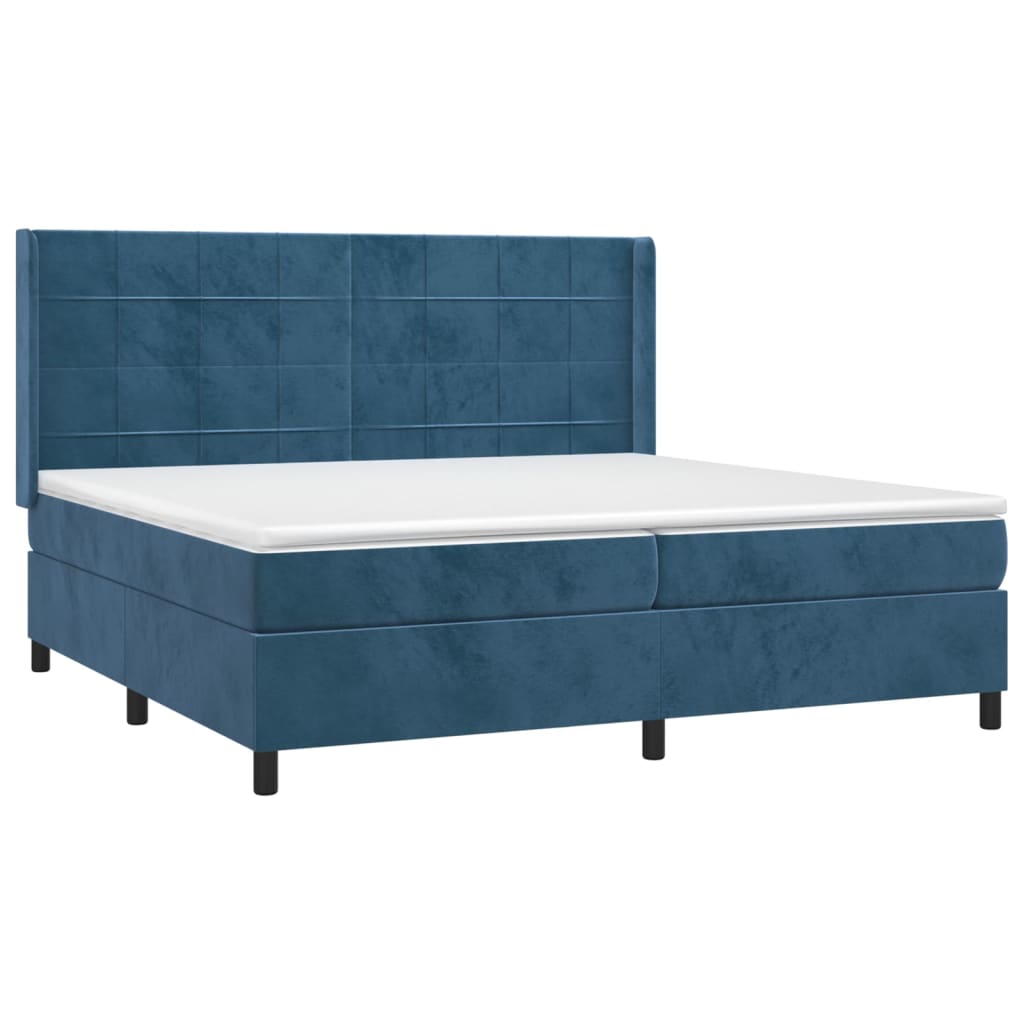 Boxspringbett mit Matratze & LED Dunkelblau 200x200 cm Samt