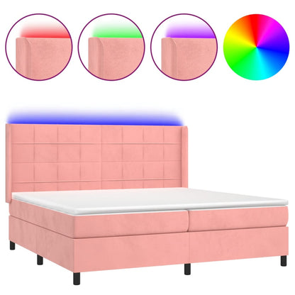 Boxspringbett mit Matratze & LED Rosa 200x200 cm Samt