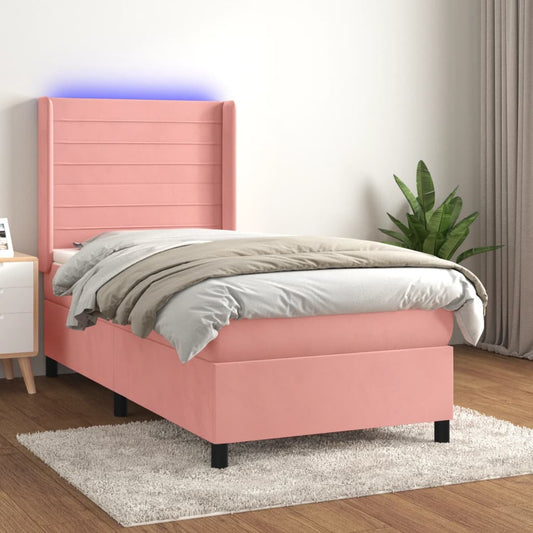 Boxspringbett mit Matratze & LED Rosa 80x200 cm Samt