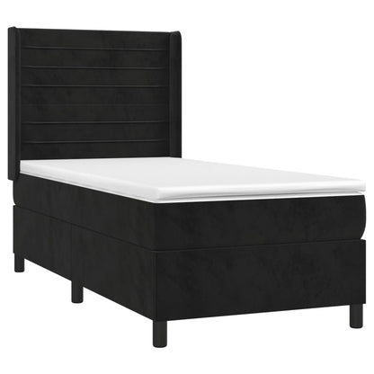 Boxspringbett mit Matratze & LED Schwarz 100x200 cm Samt