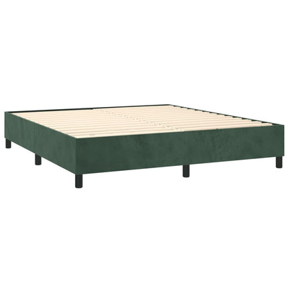 Boxspringbett mit Matratze & LED Dunkelgrün 160x200 cm Samt