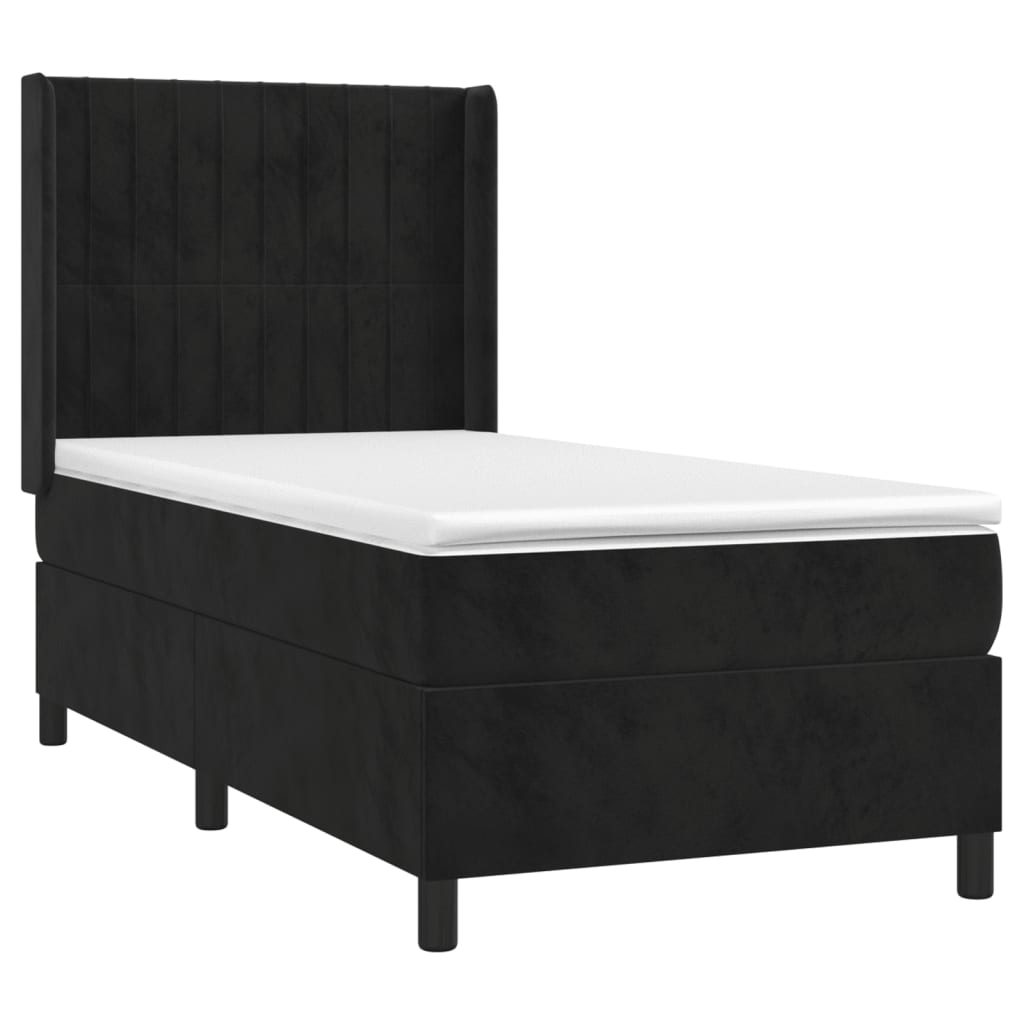 Boxspringbett mit Matratze & LED Schwarz 90x190 cm Samt