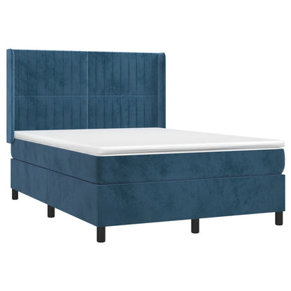 Boxspringbett mit Matratze & LED Dunkelblau 140x200 cm Samt