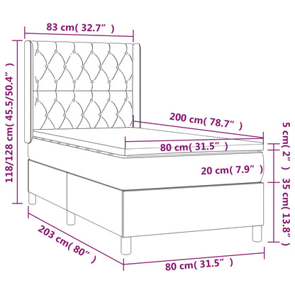 Boxspringbett mit Matratze & LED Dunkelblau 80x200 cm Samt