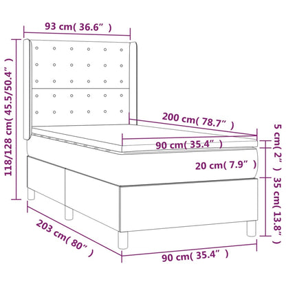 Boxspringbett mit Matratze & LED Dunkelgrün 90x200 cm Samt