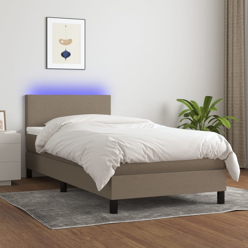 Boxspringbett mit Matratze & LED Taupe 100x200 cm Stoff