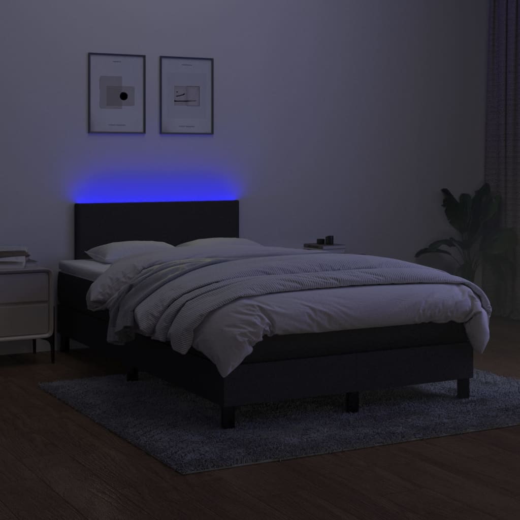 Boxspringbett mit Matratze & LED Schwarz 120x200 cm Stoff