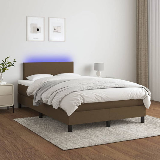 Boxspringbett mit Matratze & LED Dunkelbraun 120x200 cm Stoff