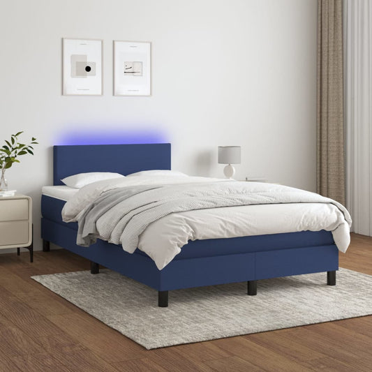 Boxspringbett mit Matratze & LED Blau 120x200 cm Stoff