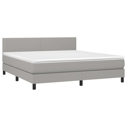 Boxspringbett mit Matratze & LED Hellgrau 160x200 cm Stoff