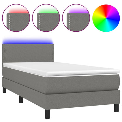 Boxspringbett mit Matratze & LED Dunkelgrau 100x200 cm Stoff