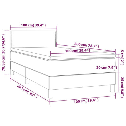 Boxspringbett mit Matratze & LED Taupe 100x200 cm Stoff