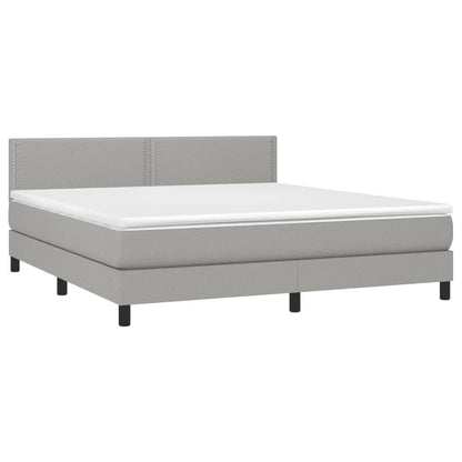 Boxspringbett mit Matratze & LED Hellgrau 160x200 cm Stoff