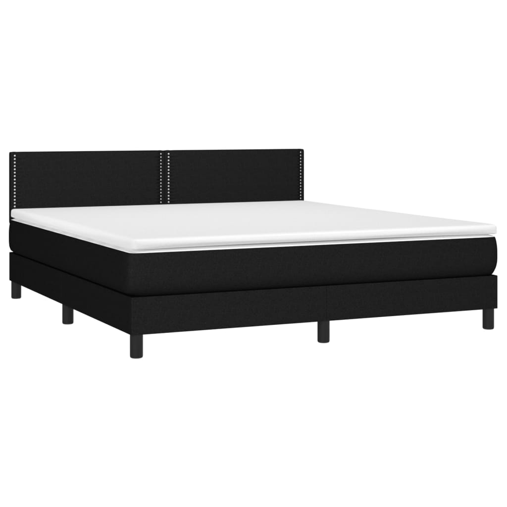 Boxspringbett mit Matratze & LED Schwarz 160x200 cm Stoff