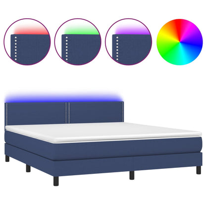 Boxspringbett mit Matratze & LED Blau 160x200 cm Stoff