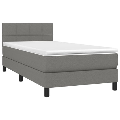 Boxspringbett mit Matratze & LED Dunkelgrau 80x200 cm Stoff