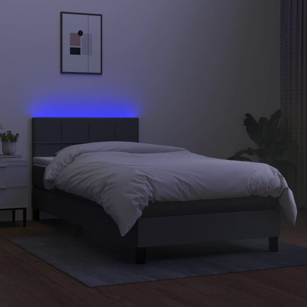 Boxspringbett mit Matratze & LED Dunkelgrau 80x200 cm Stoff