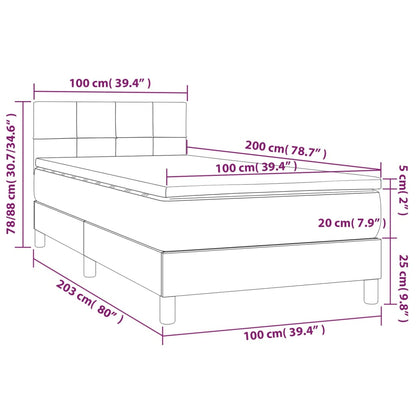 Boxspringbett mit Matratze & LED Dunkelgrau 100x200 cm Stoff